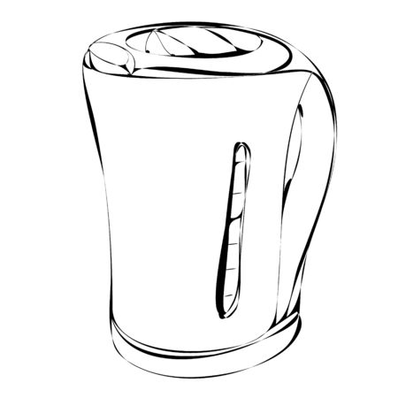 electric kettle sketch, contour, linesのイラスト素材