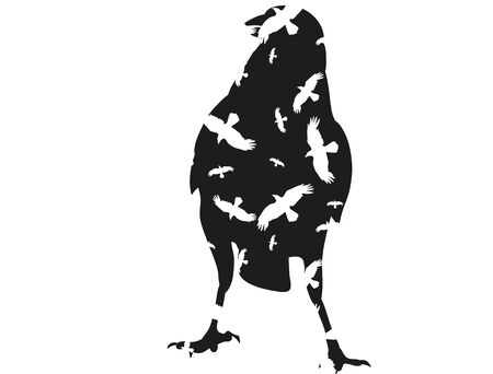 silhouette bird crow, isolated, vectorのイラスト素材