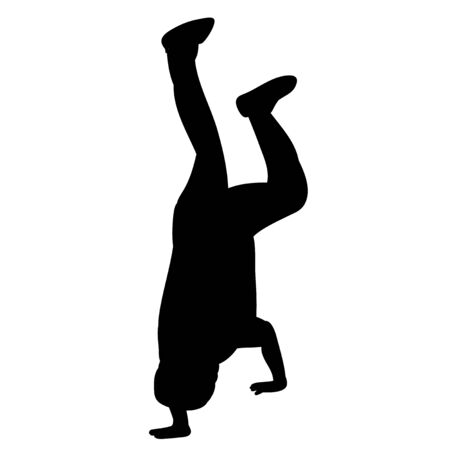 black silhouette of a guy dancing, on a white backgroundのイラスト素材