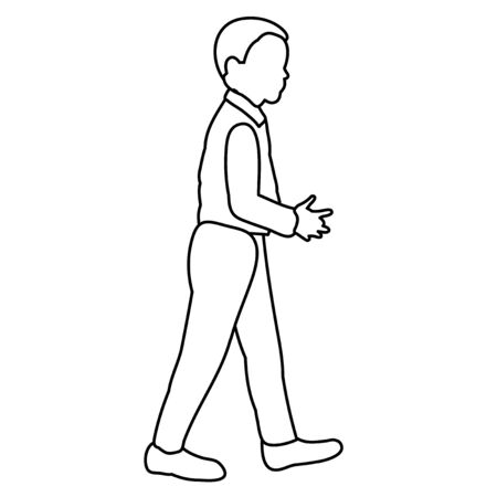 sketch, simple lines, the boy is walkingのイラスト素材