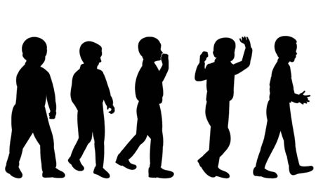 set children silhouette collection illustrationのイラスト素材