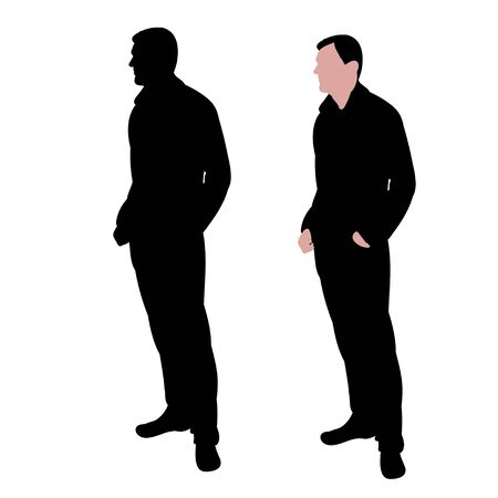 isolated silhouette man standing on white backgroundのイラスト素材