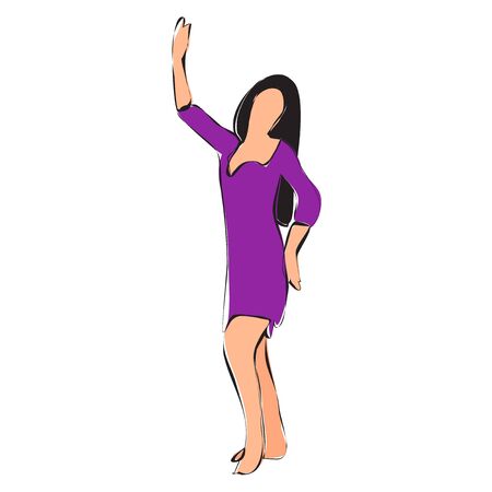 girl dancing illustration on white backgroundのイラスト素材