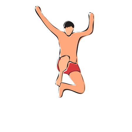 man jumps on white backgroundのイラスト素材