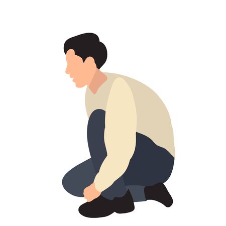 the guy sits, without a faceのイラスト素材