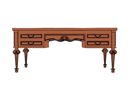 brown writing desk vector on a white backgroundのイラスト素材