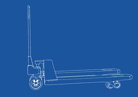 drawing pallet truck vector blue background のイラスト素材