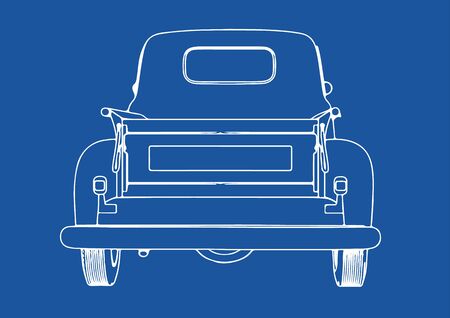 drawing pickup car on a blue background vectorのイラスト素材