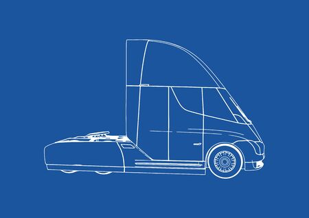 drawing modern truck on blue background vector のイラスト素材