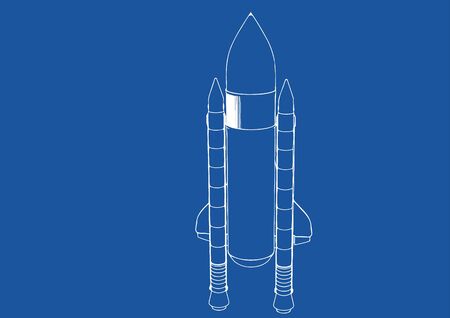 spacecraft drawing on a blue background vectorのイラスト素材