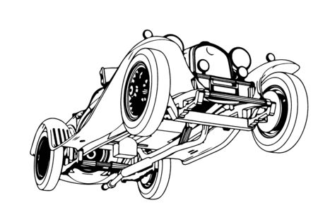 sketch of a vintage sports car vectorのイラスト素材