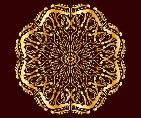 vector, isolated circular ornament on a brown backgroundのイラスト素材