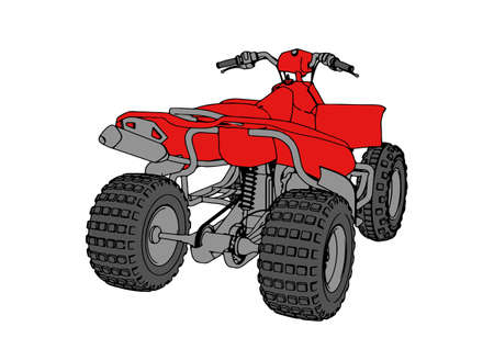 red quad bike vectorのイラスト素材