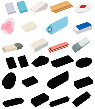 isolated, eraser, setのイラスト素材