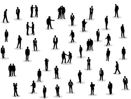 Vector, isolated, silhouette of man, go stand, collectionのイラスト素材