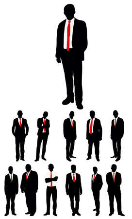 Set of silhouettes of men, vector, isolatedのイラスト素材