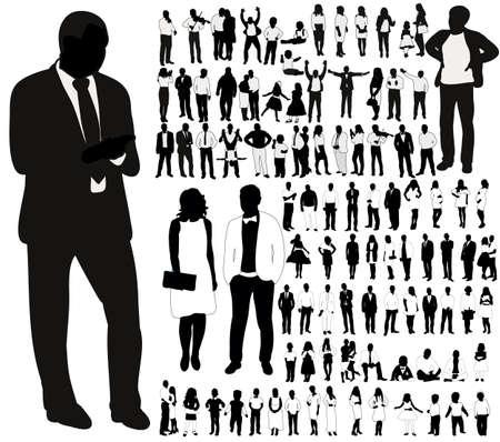 Vector, isolated, silhouette people, collectionのイラスト素材
