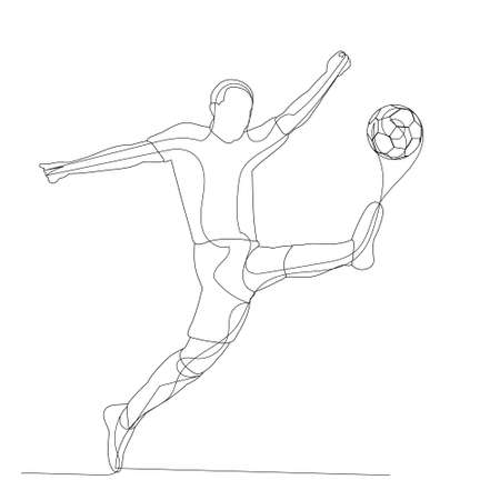 single continuous line drawing of a soccer playerのイラスト素材