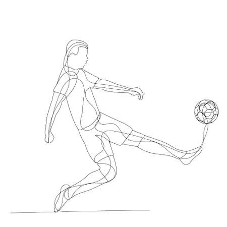 sketch of a soccer player with a ballのイラスト素材