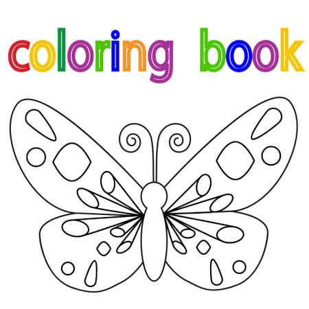 white background, book coloring butterfly, oneのイラスト素材