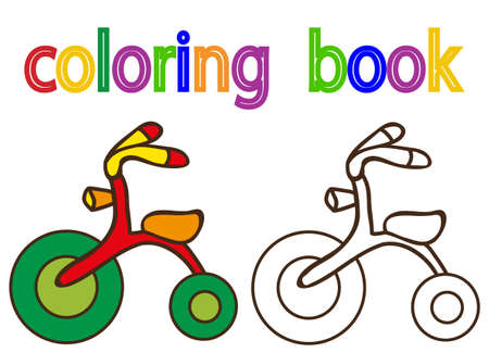 vector, white background, book coloring children's bikeのイラスト素材