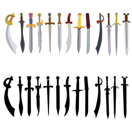 sword, saber, cold steel, setのイラスト素材