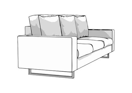 couch vector sofa white backgroundのイラスト素材