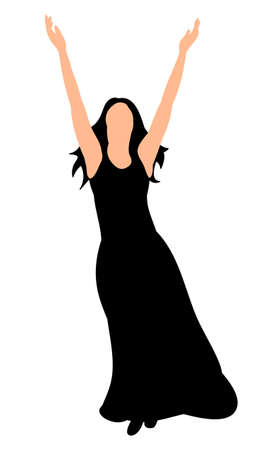 silhouette girl is happyのイラスト素材