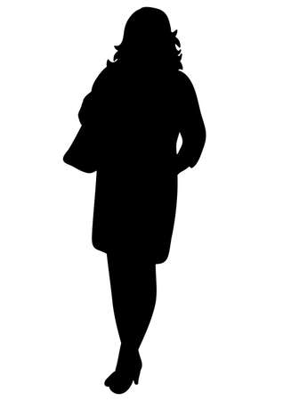 silhouette woman with bagのイラスト素材