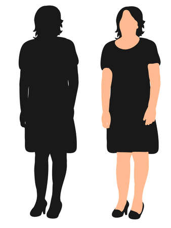 Vector, isolated silhouette of a woman in a dress is standingのイラスト素材