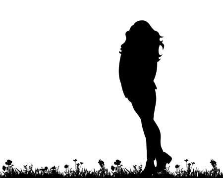 Vector illustration of an isolated silhouette of a girl dancingのイラスト素材