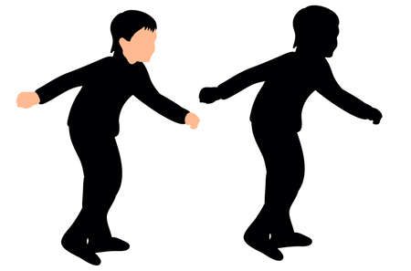 isolated, silhouette of a boy runningのイラスト素材