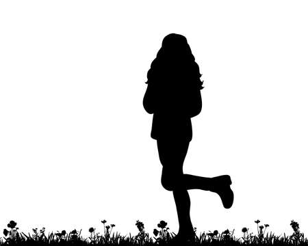 Vector illustration of an isolated silhouette of a girl dancingのイラスト素材