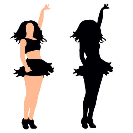 silhouette of dancing girlのイラスト素材
