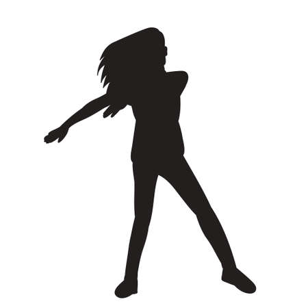 vector, isolated, silhouette of a girl dancing dance, iconのイラスト素材