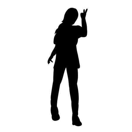 isolated, silhouette of a girl dancing dance, iconのイラスト素材