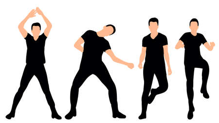 Vector illustration silhouette of dancing man, collectionのイラスト素材