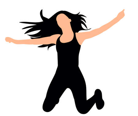 Silhouette of a girl dancing,のイラスト素材