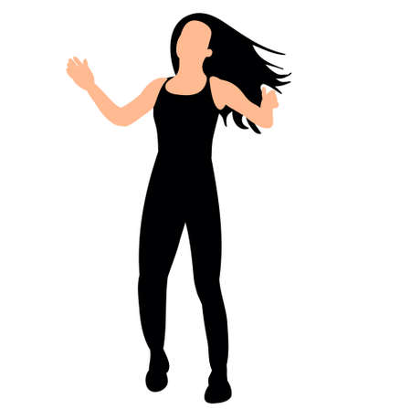 Silhouette of a girl dancing, vectorのイラスト素材