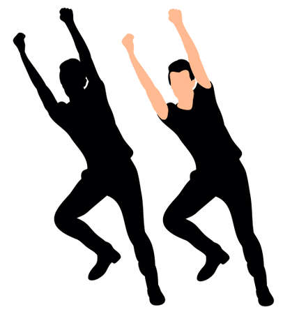 Silhouette of a guy dancing vector illustrationのイラスト素材