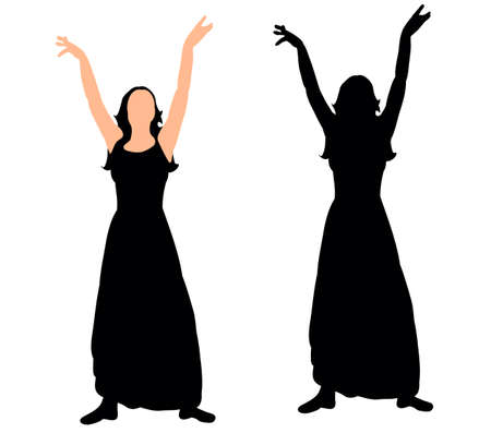Girl dancing silhouette vectorのイラスト素材