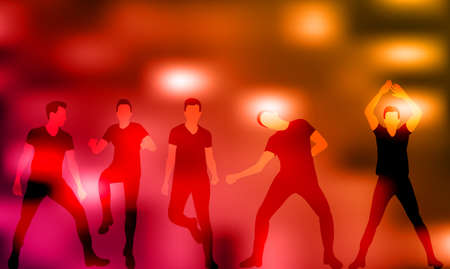 vector, group of dancing people, silhouettes, discoのイラスト素材