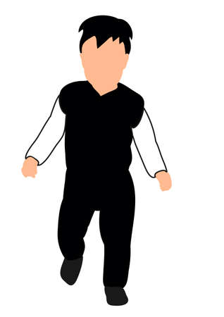 Vector illustration, kid goes, silhouetteのイラスト素材