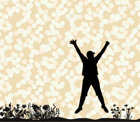 Vector silhouette of a man jumping, joyのイラスト素材