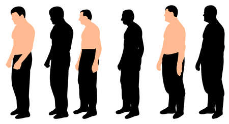 Vector, silhouette of a man stand in a row illustrationのイラスト素材