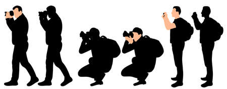 Vector silhouette man photographer, collection