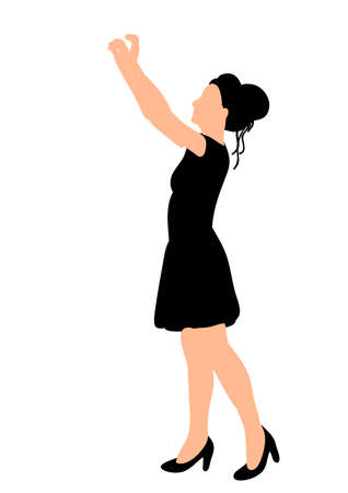 isolated, silhouette girl catches the ball illustrationのイラスト素材