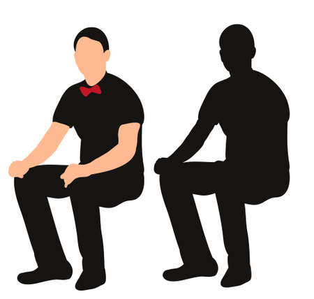 isolated silhouette of a seated man, recreationのイラスト素材