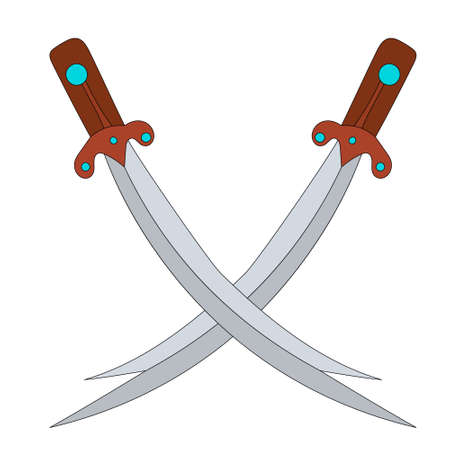 isolated on a white background with sword, saber illustrationのイラスト素材