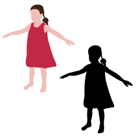child and in a flat style, the girl is standingのイラスト素材
